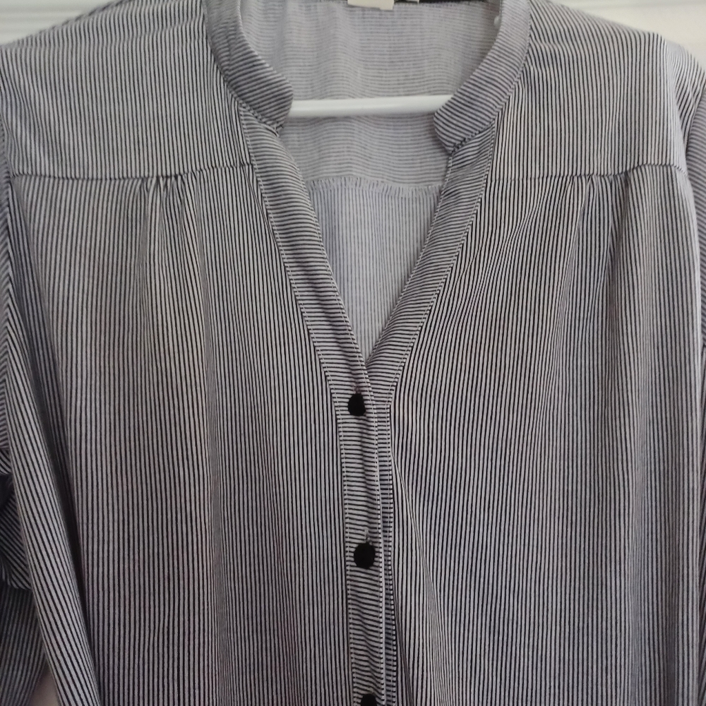 Passport Womens Size XL Gray Striped Shirt Dress with Reversible Brown/Gray Belt - Picture 2 of 9